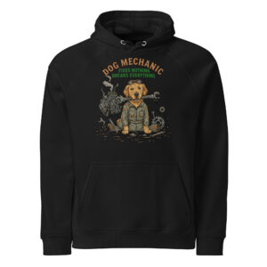 Golden Retriever Mechanic: "Fixes Nothing, Breaks Everything" (Vintage Distressed Style)
